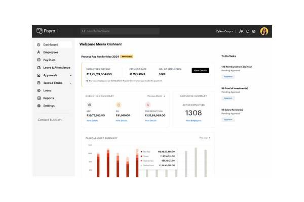 A screenshot of a modern payroll software UK dashboard, showing employee data, tax calculations, and compliance alerts.